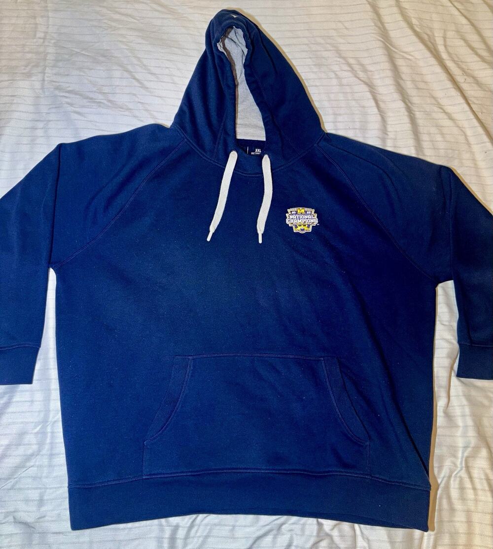 Antigua Michigan Wolverines 2023 National Champions Hoodie Sweatshirt 3XL Blue